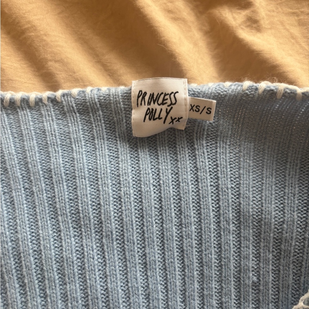 Princess Polly Blue Ribbed Cardigan - Picture 3 of 4